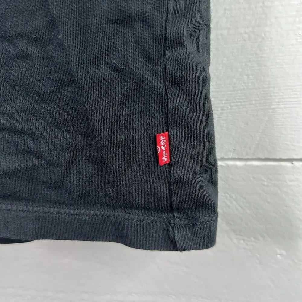 LEVI'S Levi Strauss Black White Logo Short Sleeve Cotton T Shirt Top Size Medium